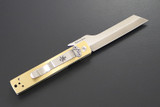 Kanetsune Seki Japan KB-561 Tanzaku-Tou Higonokami AUS-8 Blade Brass Handle Higo