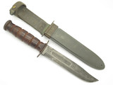 Vtg Ka-Bar USN WWII Mark 2 Navy Fixed Blade Fighting Knife & Scabbard