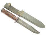 Vtg Ka-Bar USN Mark 2 WWII Navy Fixed Blade Fighting Knife & Scabbard