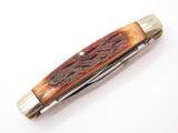 Vtg 1980s Browning 341 Seki Japan AUS-8A Bone Folding Stockman Pocket Knife