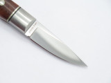 Vtg Seki Cut Burlwood Small Fixed 2 1/4 440-A Stainless Blade Knife By Hiro