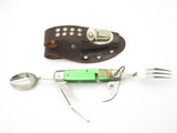 Vtg 1960s Seki Japan Hobo Scout Camp Fork Spoon Green Small Folding Pocket Knife