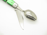 Vtg 1960s Seki Japan Hobo Scout Camp Fork Spoon Green Small Folding Pocket Knife