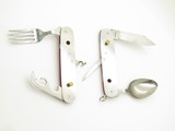 Vintage Seki Japan Hobo Scout Camp Fork Spoon Red Folding Pocket Knife