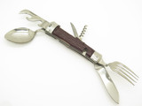 Vintage 1960s Seki Japan Hobo Scout Camp Fork Spoon Brown Folding Pocket Knife