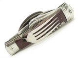 Vintage 1960s Seki Japan Hobo Scout Camp Fork Spoon Brown Folding Pocket Knife