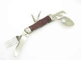Vintage 1960s Seki Japan Hobo Scout Camp Fork Spoon Brown Folding Pocket Knife