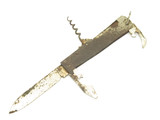 Vintage Unmarked Metal Folding Corkscrew Can Opener Multi Tool Knife