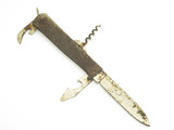 Vintage Unmarked Metal Folding Corkscrew Can Opener Multi Tool Knife