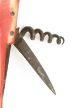 Vintage 1950s Ysuo Imai Seki Japan 3.5" Red & White Corkscrew Folding Knife