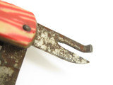 Vintage 1950s Ysuo Imai Seki Japan 3.5" Red & White Corkscrew Folding Knife