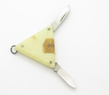 Vintage '70s Prototype Seki Japan Miniature White Folding Triangle Pocket Knife
