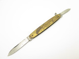 Vintage 1980s Seki Japan Brass Flower Folding 3.25" Stainless Pocket Knife