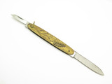 Vintage 1980s Seki Japan Brass Flower Folding 3.25" Stainless Pocket Knife