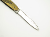 Vintage 1980s Seki Japan Brass Flower Folding 3.25" Stainless Pocket Knife