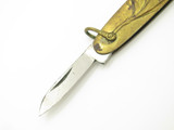 Vintage 1980s Seki Japan Brass Flower Folding 3.25" Stainless Pocket Knife