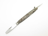 Vintage Unmarked Decorative Metal Handle Double Blade 3.25" Folding Knife