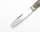 Vintage Unmarked Decorative Metal Handle Double Blade 3.25" Folding Knife