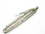 Vintage Unmarked Decorative Metal Handle Double Blade 3.25" Folding Knife