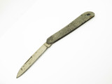 Vintage Unmarked Checkered Metal Handle Single Blade 3.5" Folding Knife