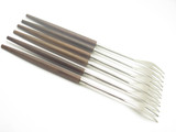 6 Mid Century Danish Modern Style Japan Wood Two Prong Forks