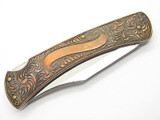 Vtg Parker Custom Seki Japan Renaissance Copper Scroll Folding Knife