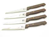 Vintage Gourmet Kitchen Set of 4 Seki Japan Wood Partially Serrated Steak Knives