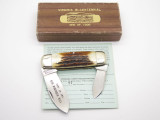 Vtg 1976 Virginia Bicentennial Stag Sunfish Toenail Folding Knife & Case