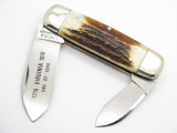 Vtg 1976 Virginia Bicentennial Stag Sunfish Toenail Folding Knife & Case