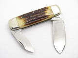 Vtg 1976 Virginia Bicentennial Stag Sunfish Toenail Folding Knife & Case