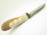 Mark Horvat Custom Mountain Man Fossil Horn Fixed Blade Hunting Skinner Knife
