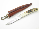 Seizo Imai Seki Custom Loveless Caper Stag & VG-10 Damascus Fixed Knife
