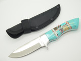 Daniel Steiger 8.5" Fixed Turquoise Stainless Hunting Knife & Sheath & Box