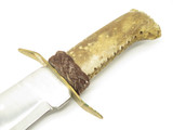 Vintage Fixed Blade Bowie Survival Knife & Beaded Leather Sheath