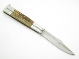 Vintage WWII Era Filipino Balisong 6" Folder Stag Handle Brass Folding Butterfly Knife