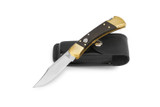 Buck 110 Auto Ebony Wood Handle Brass Bolster Folding Hunter Knife