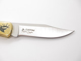 Custom Brian Yellowhorse Buck 110 Elk Scene Lockback Folding Hunter Knife