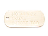 Vintage 1980s Buck Knife Nickel Silver Japan Import Tag Key Chain Fob Dog Tag