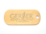 Vintage 1980s Gerber Knife Brass Japan Import Tag Key Chain Fob Dog Tag