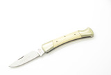 Vintage 1980s Explorer 11-393 Imai Seki Japan White 3.37" Lockback Micarta Knife