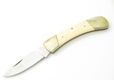 Vintage 1980s Explorer 11-390 Imai Seki Japan 4.37" White Lockback Micarta Knife