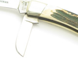 Vtg 80s Explorer 11-389 Imai Seki Japan 3.75" Stag Folding Squire Stockman Knife