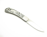 Vintage 1980s Explorer Imai Seki Japan Animal Scene 4" Stainless Lockback Knife