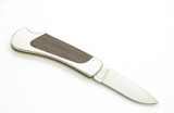 Vintage 80s Explorer Imai Seki Japan 3.12" Wood Folding Stainless Lockback Knife