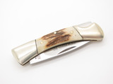 Vintage 80s Explorer 11-384 Imai Seki Japan Stag 2.75" Squire IV Lockback Knife