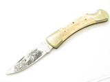 Vintage 1980s Frost Cutlery Seizo Imai Seki Japan 4.25" Lockback Cow Bone Knife