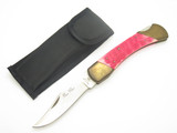 Vintage 1980s Frost Seizo Imai Seki Japan 5" Pink Folding Hunter Lockback Knife