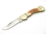 Vtg 1980s Frost Cutlery Peacemaker Seizo Imai Seki Japan 4" Bone Lockback Knife