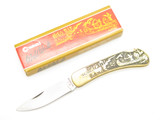 Vintage 1970s Compass Wild West Seizo Imai Seki Japan 4" Brass Lockback Knife