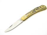 Vintage 1970s Compass Wild West Seizo Imai Seki Japan 4" Brass Lockback Knife